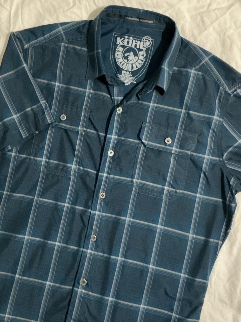 Kuhl Men's Response Plaid Short-Sleeve Button-Down Shirt Blue Size S